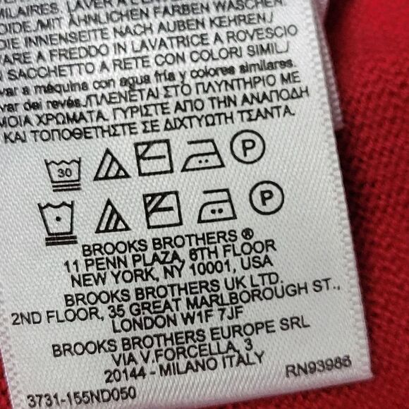 Brooks Brothers Mens Sweater Size XL 100% Supima Cotton V-Neck Red Pullover - Picture 12 of 12